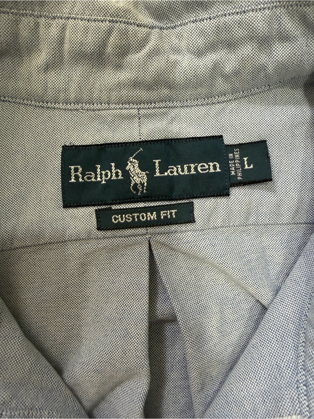 Ralph Lauren Men's Cotton Woven Button Down Custom Fit Blue Size Large - Picture 5 of 5